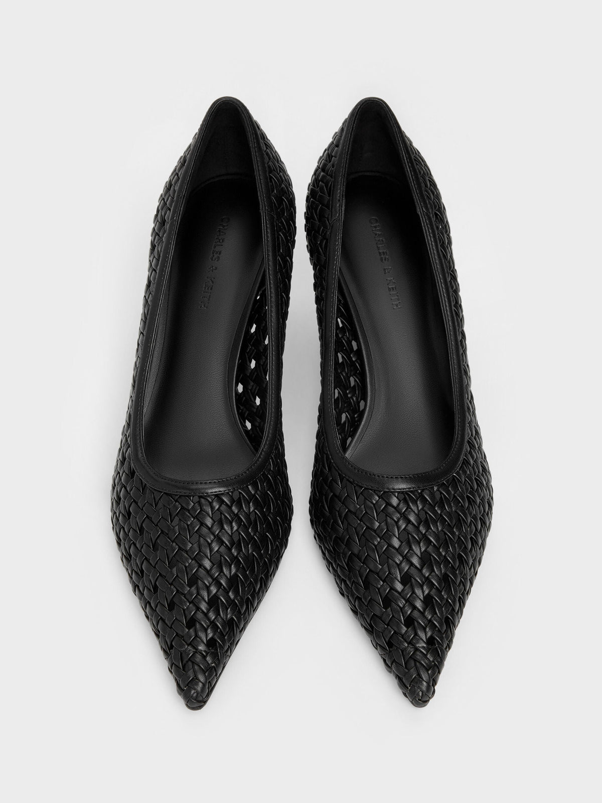 CHARLES & KEITH Premium / Woven Pointed Stiletto Pumps - Black