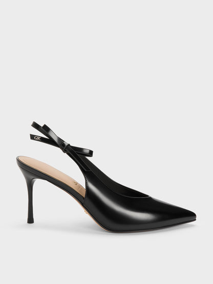 CHARLES & KEITH Exclusive / Anastasia Leather Slingback Pumps - Black Box