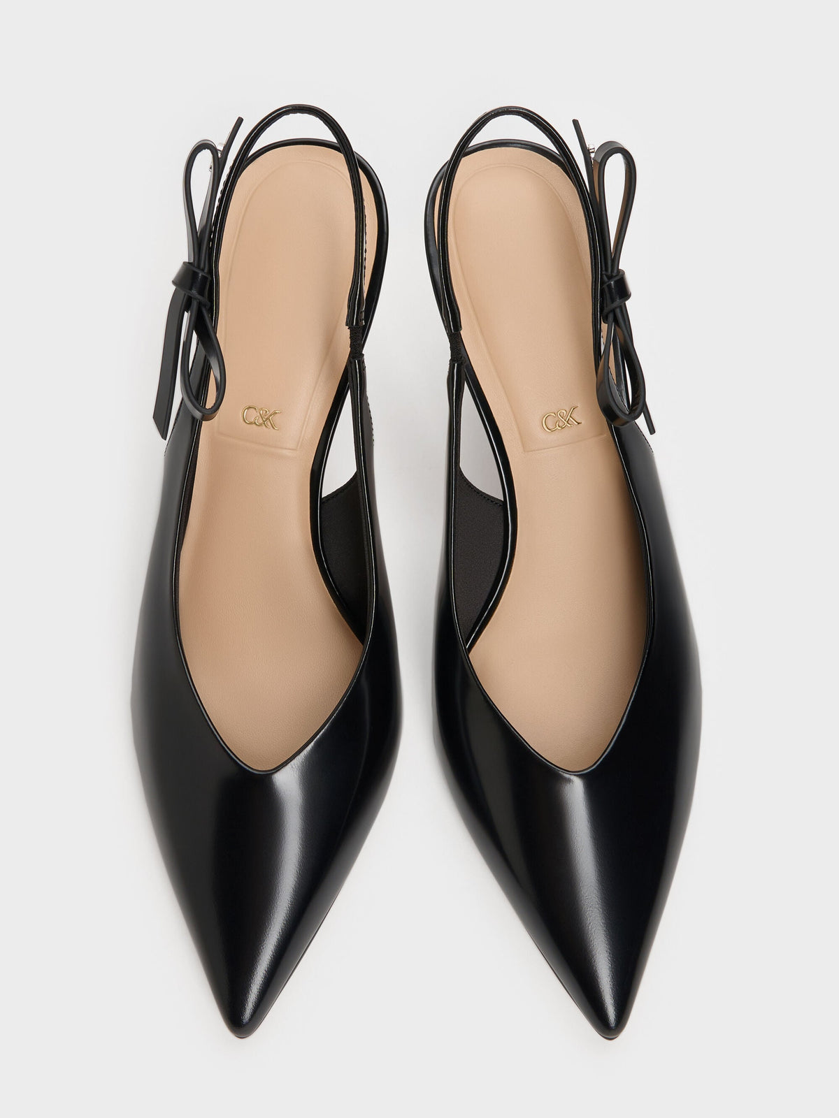 CHARLES & KEITH Exclusive / Anastasia Leather Slingback Pumps - Black Box