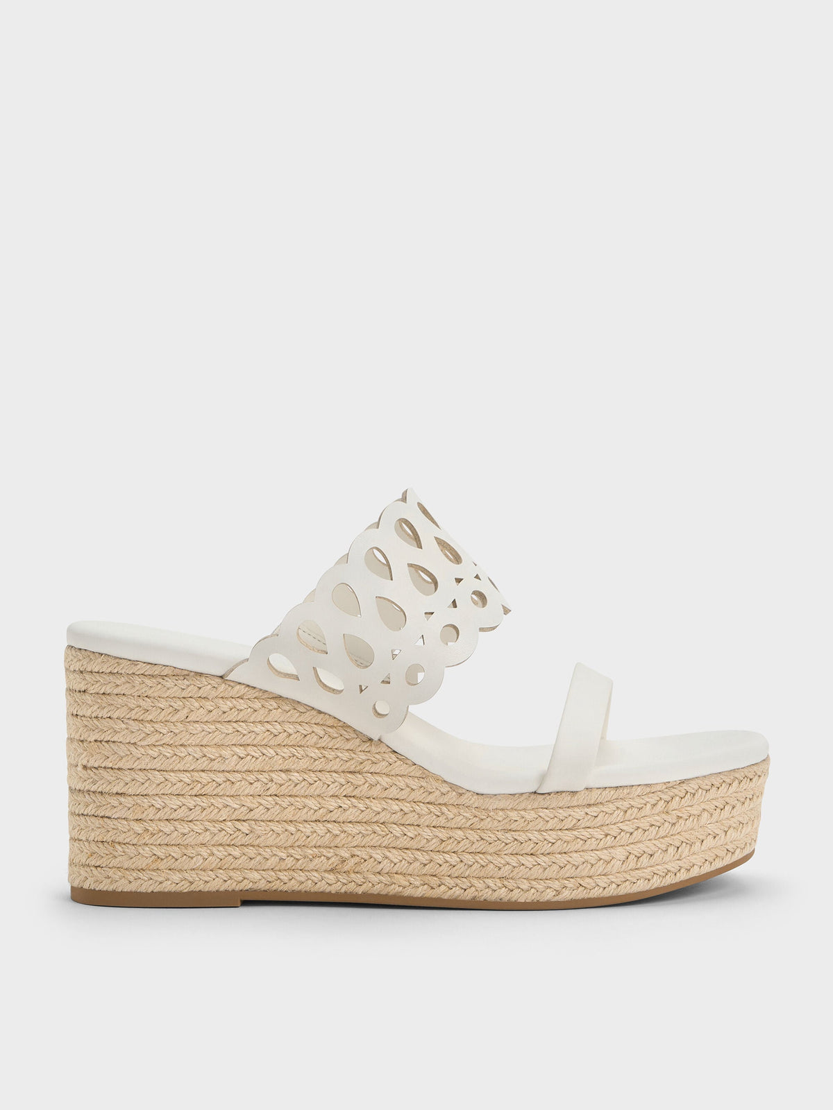CHARLES & KEITH Smart Buy / Cut-Out Espadrille Wedges - White