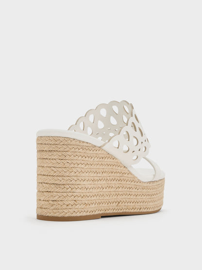 CHARLES & KEITH Smart Buy / Cut-Out Espadrille Wedges - White