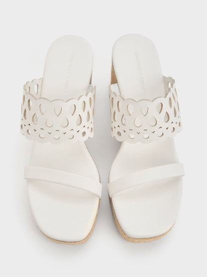 CHARLES & KEITH Smart Buy / Cut-Out Espadrille Wedges - White