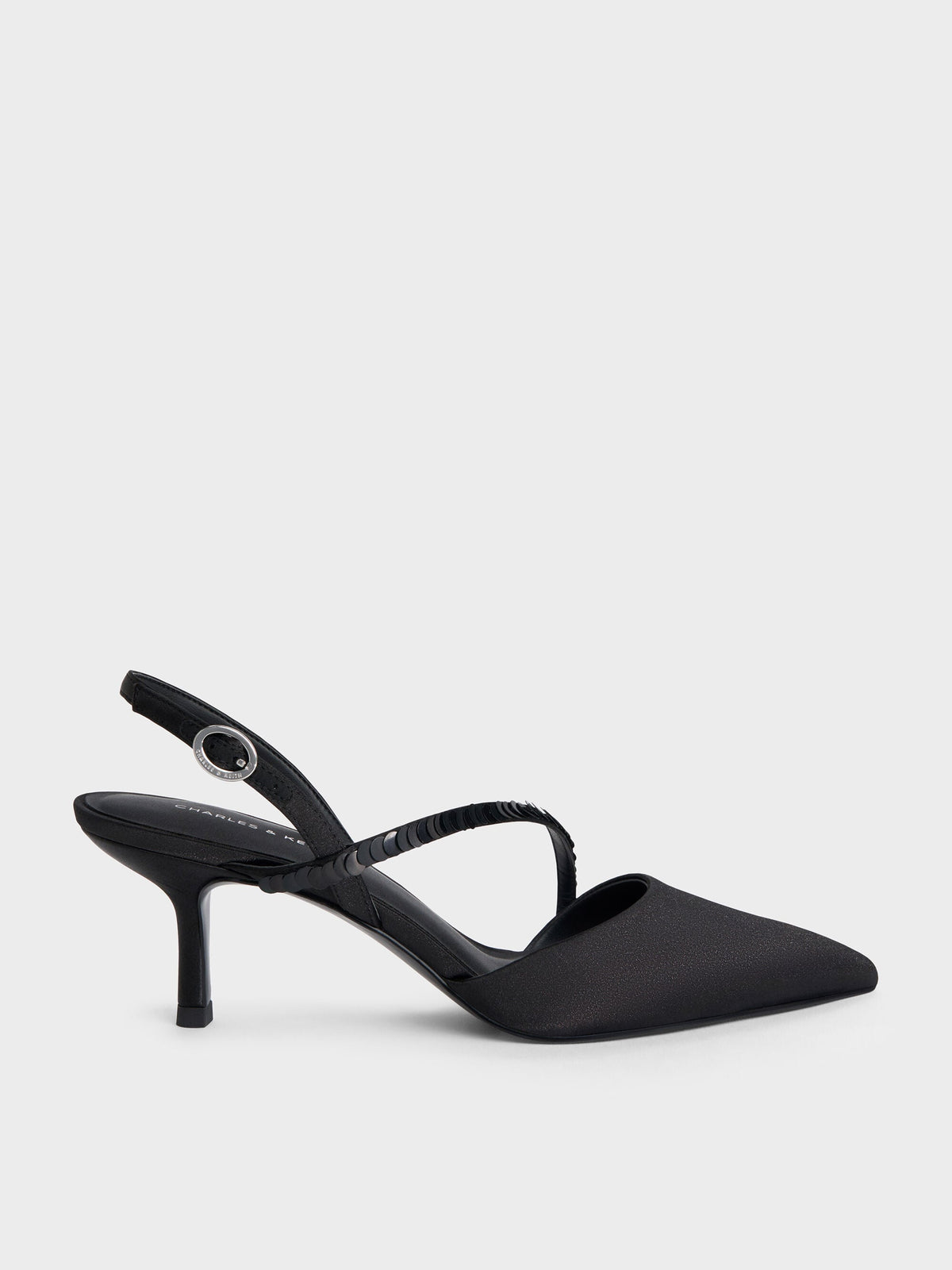 CHARLES & KEITH Great Value / Briella Sequinned Slingback Pumps - Black Textured