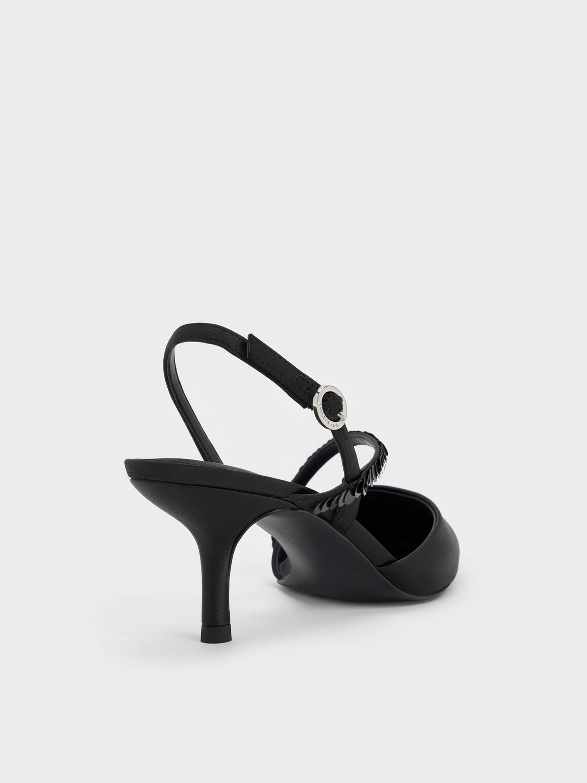 CHARLES & KEITH Great Value / Briella Sequinned Slingback Pumps - Black Textured