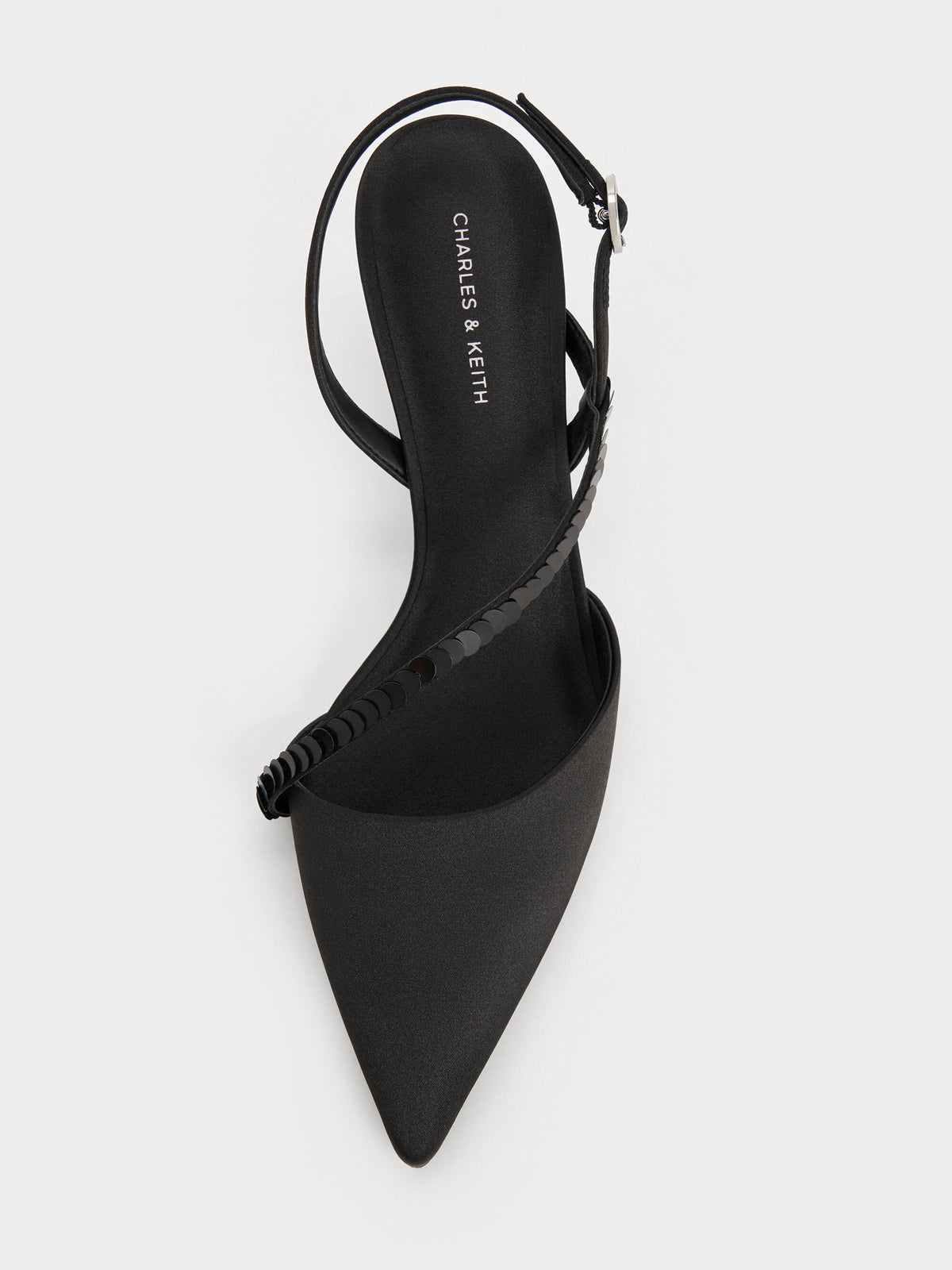 CHARLES & KEITH Great Value / Briella Sequinned Slingback Pumps - Black Textured