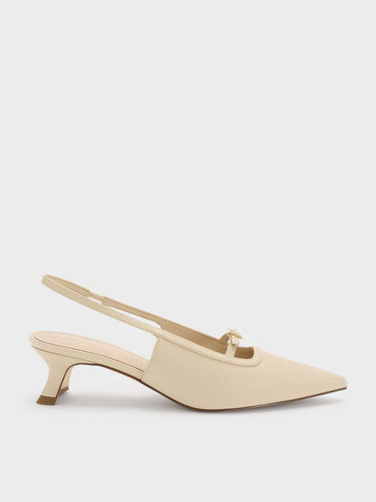CHARLES & KEITH Exclusive / Buckle-Strap Slingback Pumps - Beige