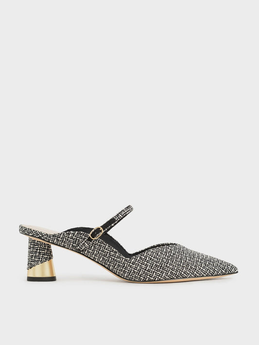 CHARLES & KEITH Popular / Cammie Tweed Metallic-Heel Mules - Multi