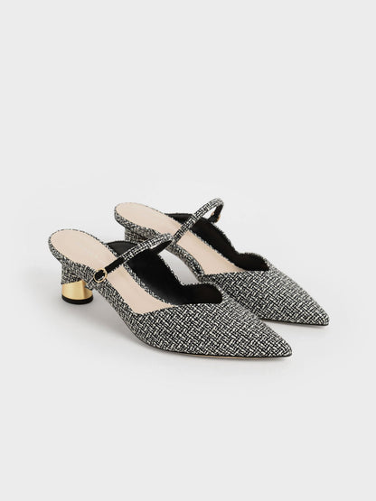 CHARLES & KEITH Popular / Cammie Tweed Metallic-Heel Mules - Multi