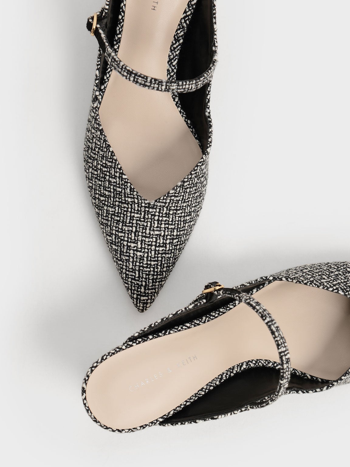 CHARLES & KEITH Popular / Cammie Tweed Metallic-Heel Mules - Multi
