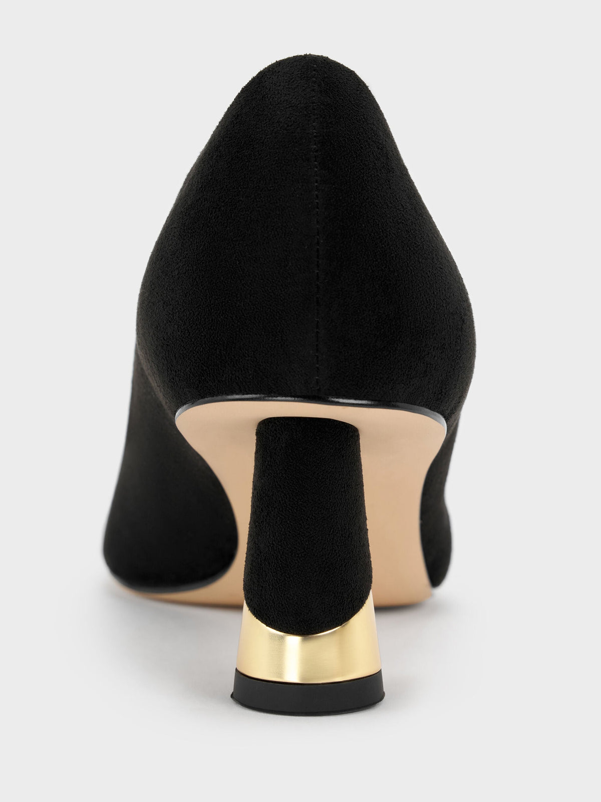 CHARLES & KEITH Exclusive / Cammie Faux Suede Metallic-Heel Pumps - Black Textured