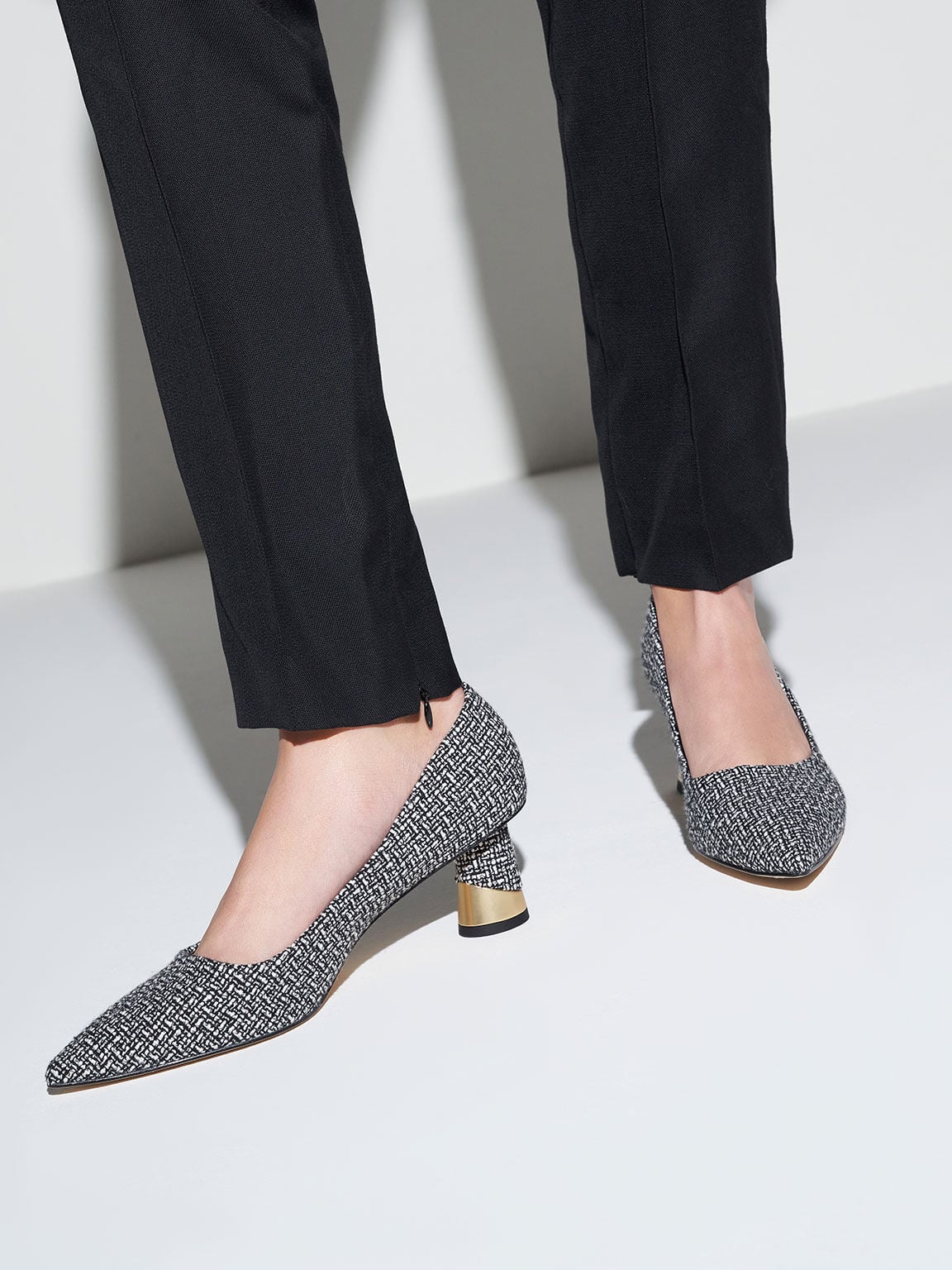 CHARLES & KEITH Smart Buy / Cammie Tweed Metallic-Heel Pumps - Multi