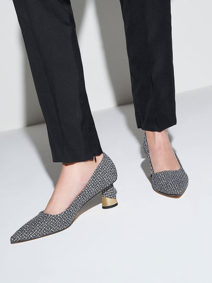 CHARLES & KEITH Smart Buy / Cammie Tweed Metallic-Heel Pumps - Multi