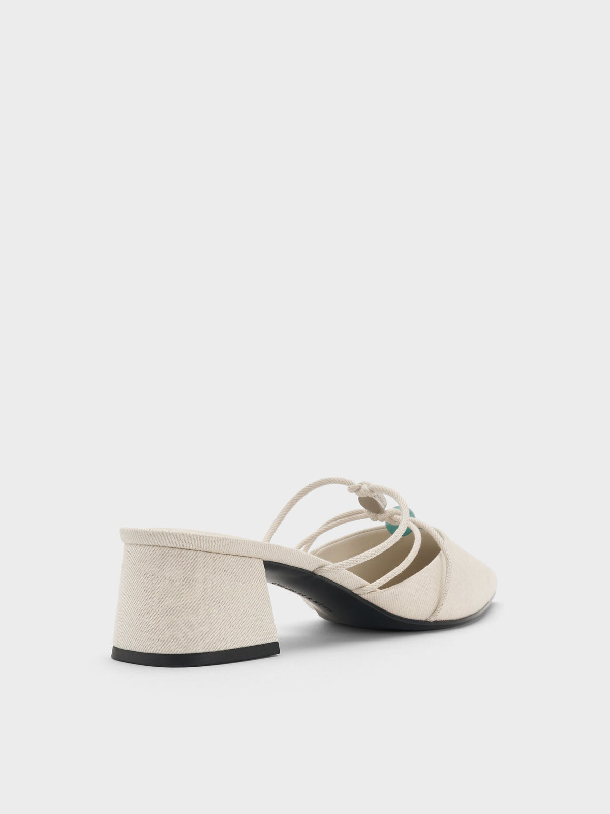 CHARLES & KEITH Quality / Georgie Linen Bead Pointed Mules - Chalk