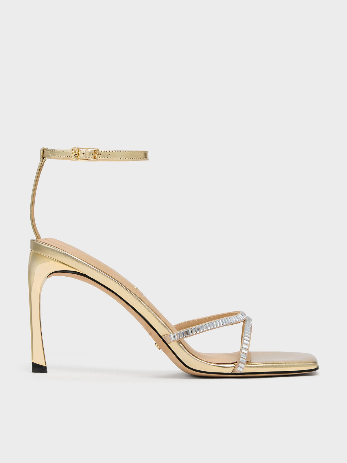 CHARLES & KEITH New / Jaylene Gem Stiletto Sandals - Gold