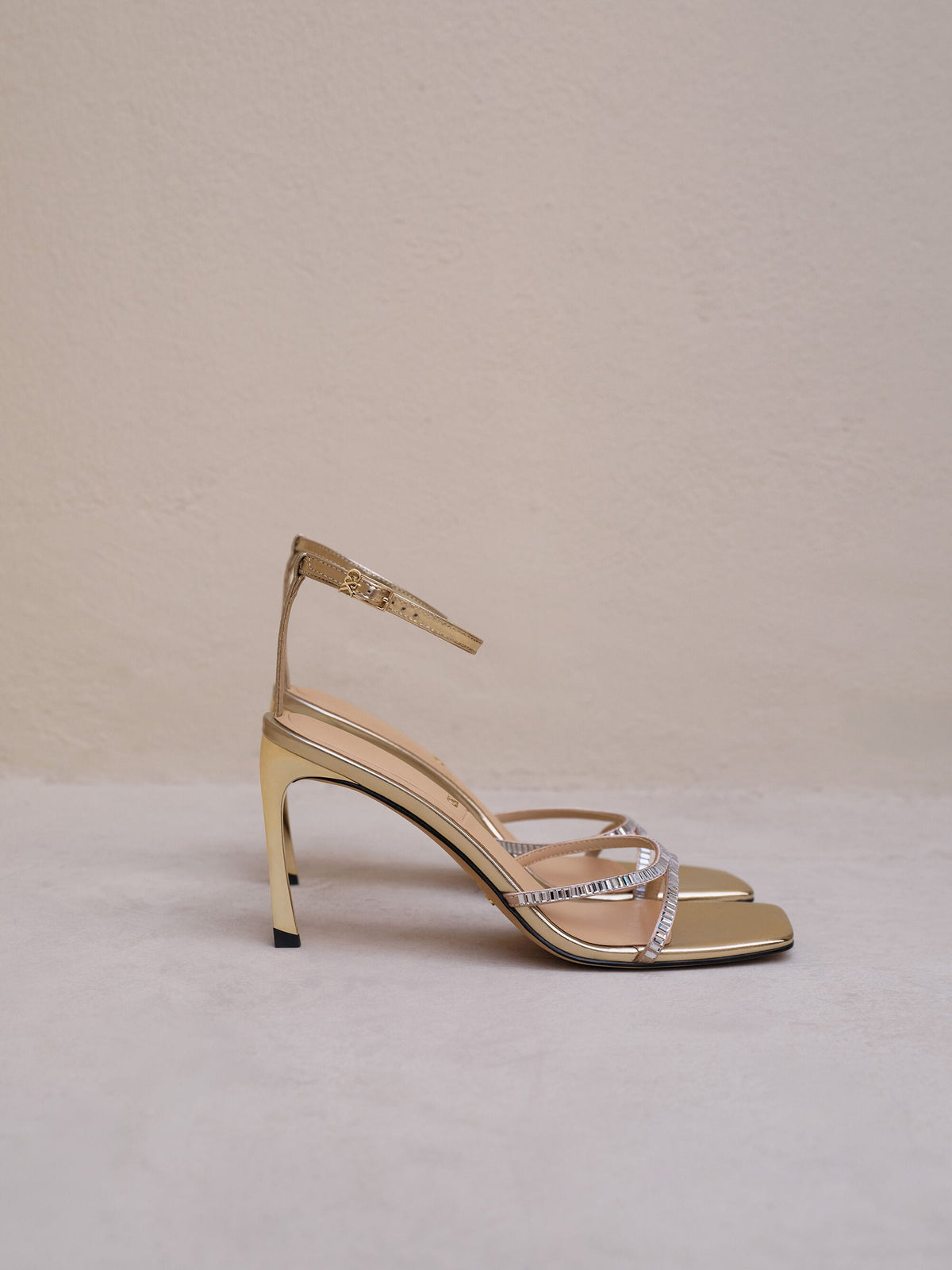 CHARLES & KEITH New / Jaylene Gem Stiletto Sandals - Gold