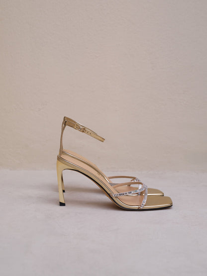 CHARLES & KEITH New / Jaylene Gem Stiletto Sandals - Gold