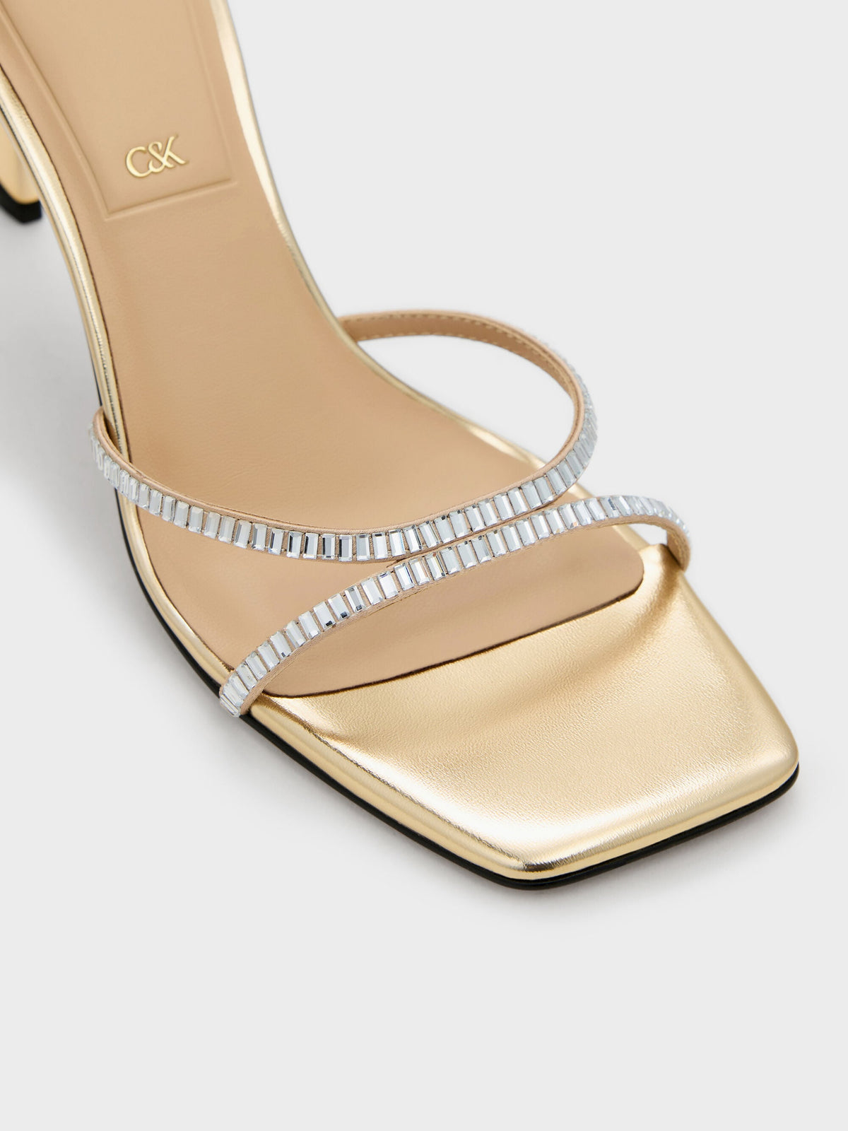 CHARLES & KEITH New / Jaylene Gem Stiletto Sandals - Gold