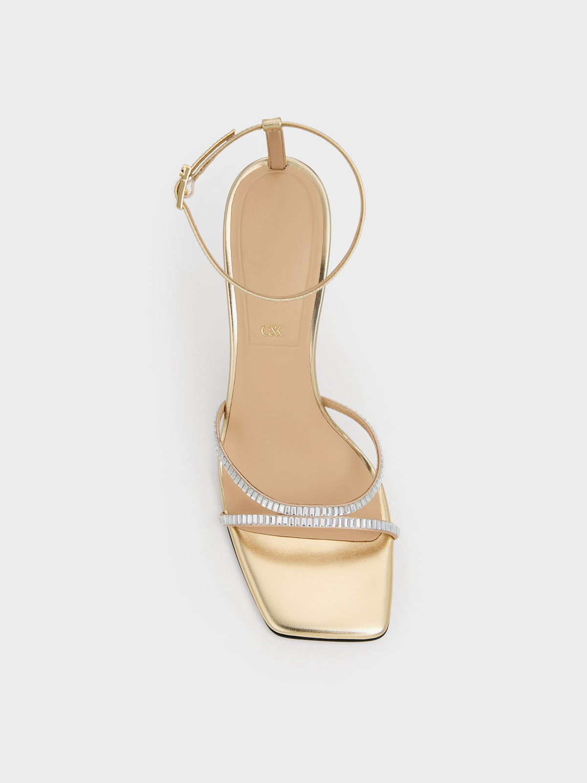CHARLES & KEITH New / Jaylene Gem Stiletto Sandals - Gold