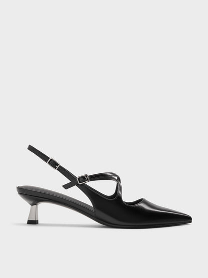 CHARLES & KEITH Special Offer / Pauline Patent Crossover Kitten Heels - Black