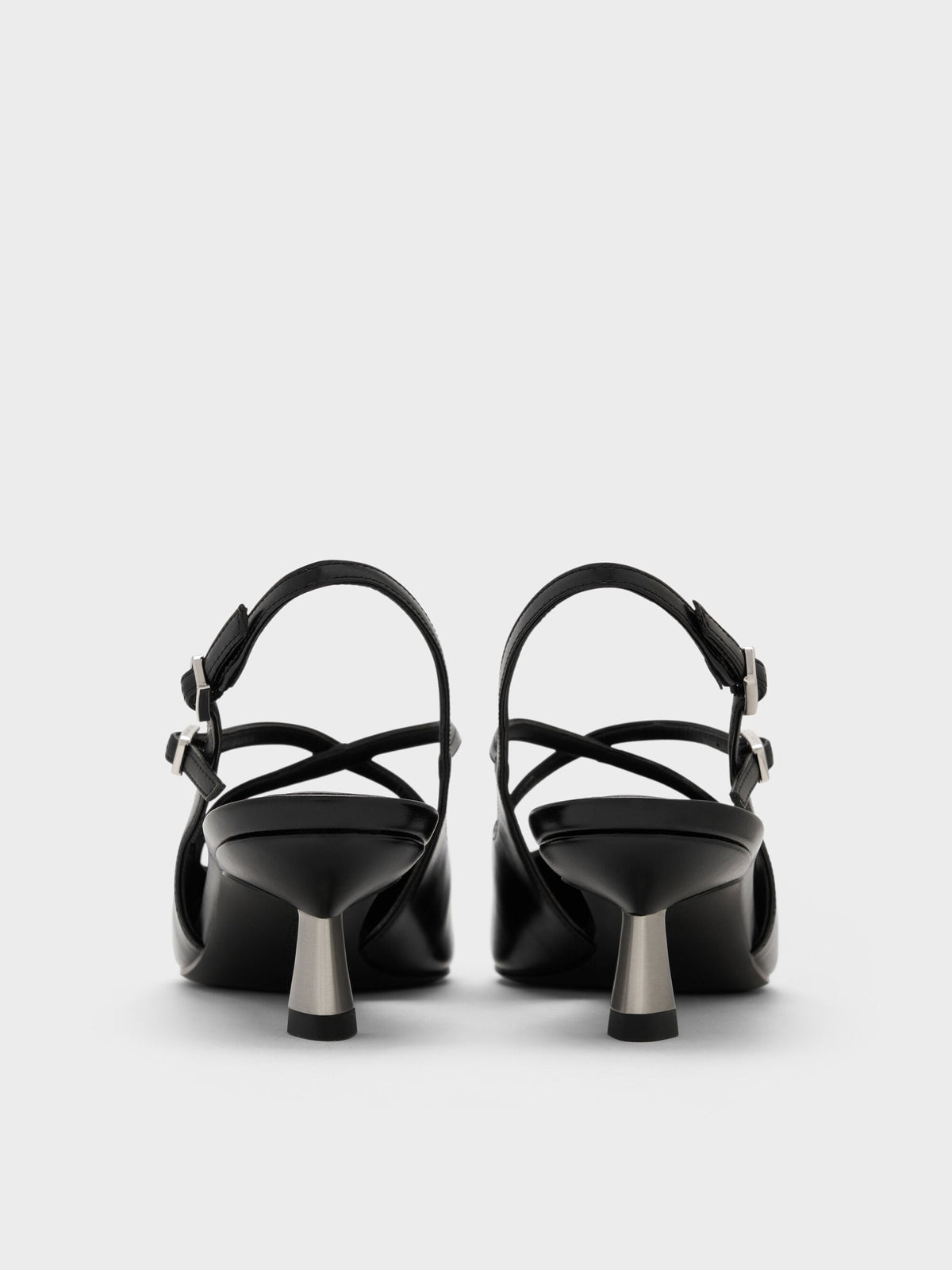 CHARLES & KEITH Special Offer / Pauline Patent Crossover Kitten Heels - Black