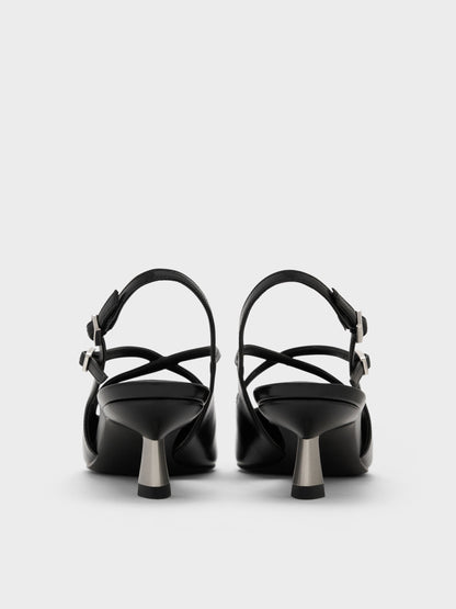 CHARLES & KEITH Special Offer / Pauline Patent Crossover Kitten Heels - Black