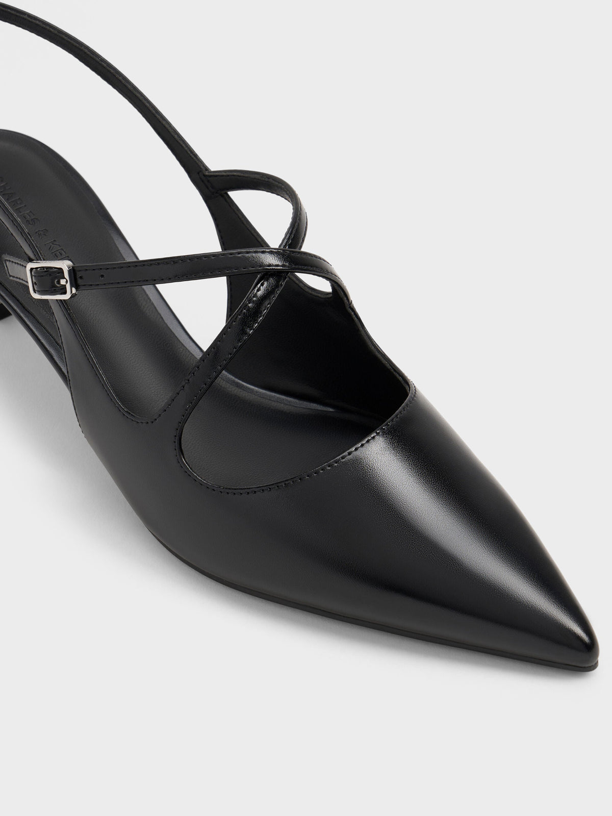 CHARLES & KEITH Special Offer / Pauline Patent Crossover Kitten Heels - Black