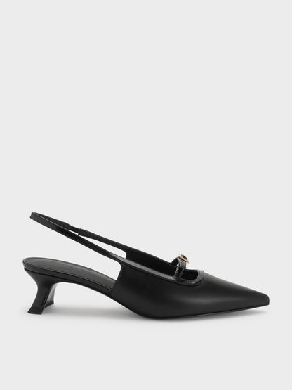 CHARLES & KEITH New / Buckle-Strap Slingback Pumps - Black