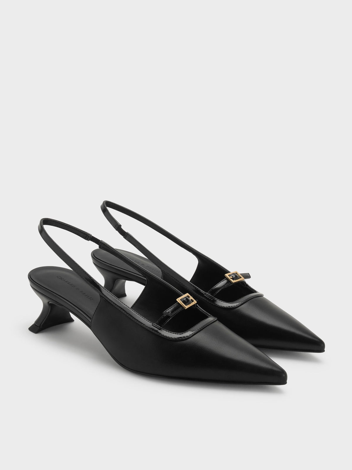CHARLES & KEITH New / Buckle-Strap Slingback Pumps - Black