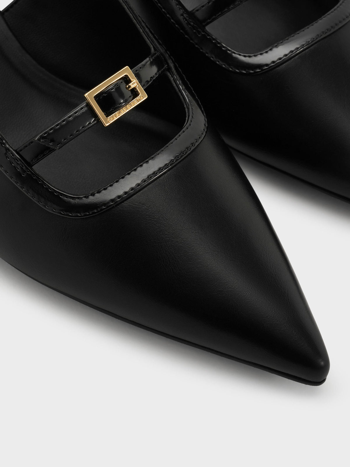 CHARLES & KEITH New / Buckle-Strap Slingback Pumps - Black