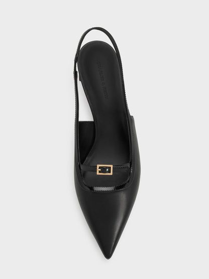 CHARLES & KEITH New / Buckle-Strap Slingback Pumps - Black