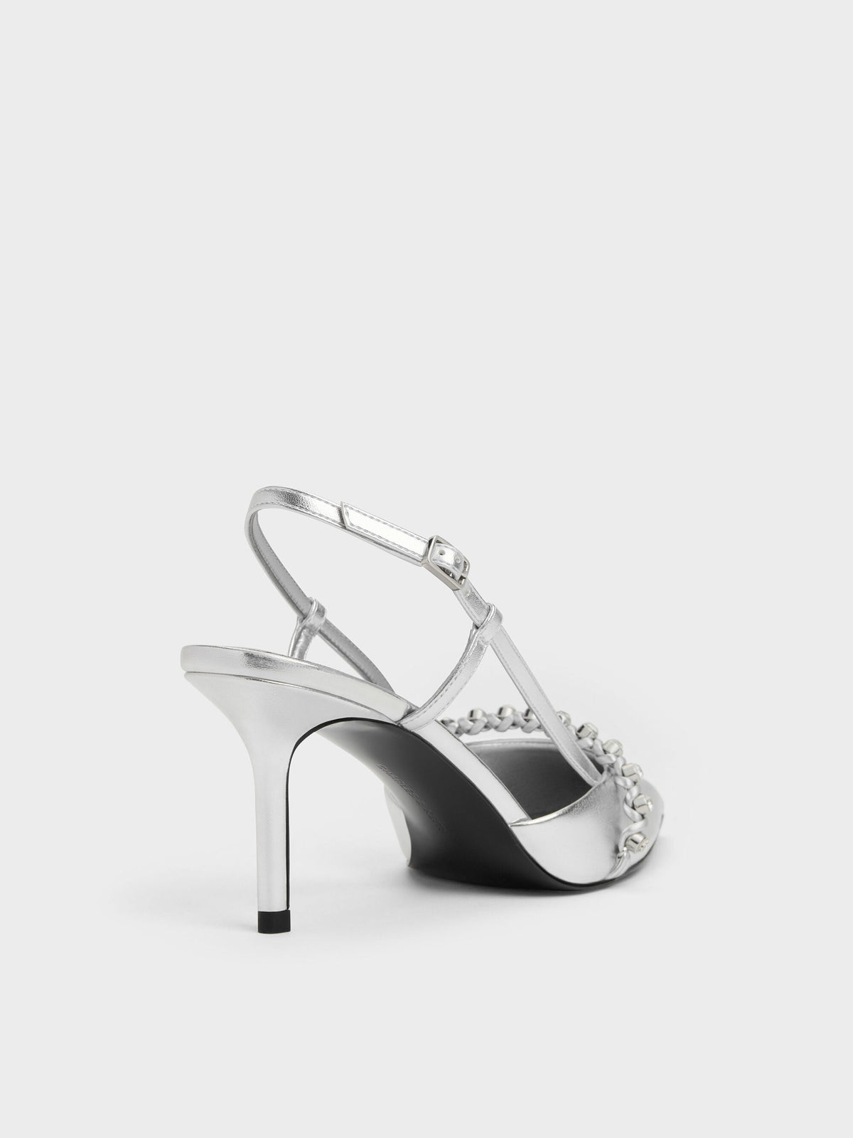 CHARLES & KEITH Trusted / Metallic Crystal Slingback Pumps - Silver