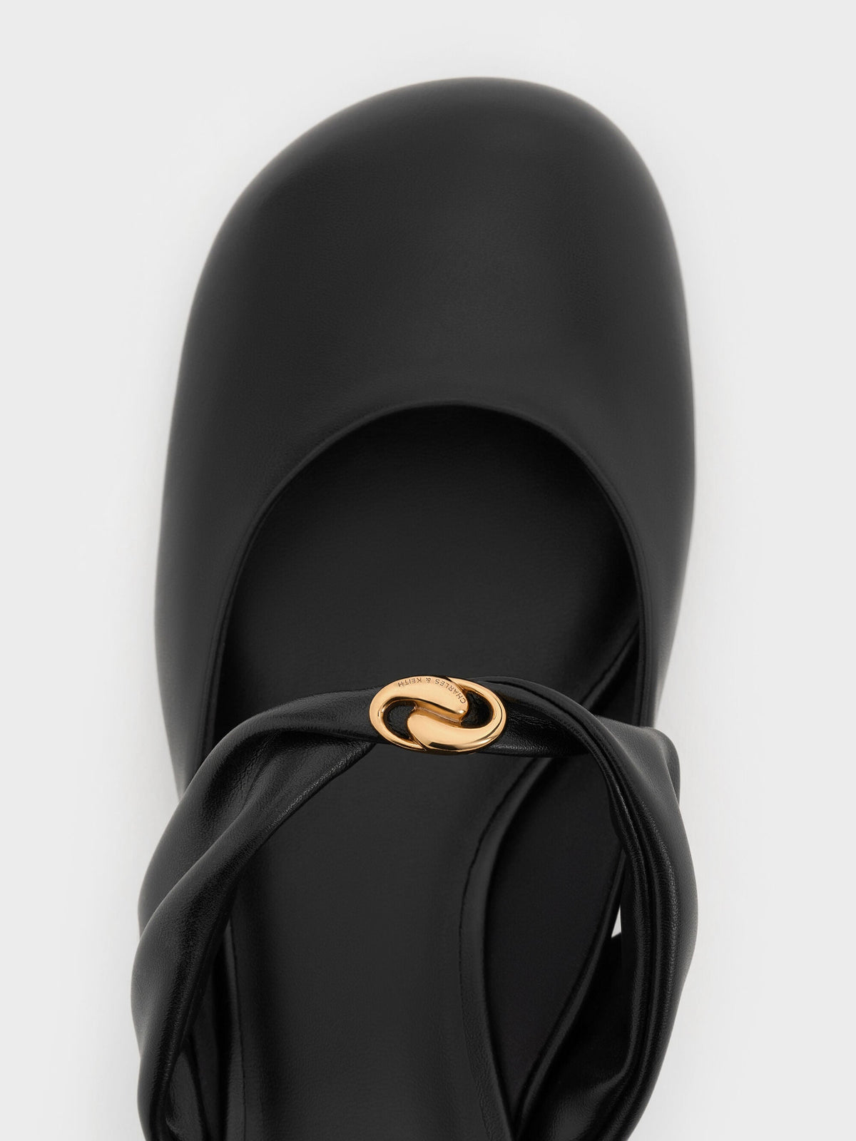 CHARLES & KEITH New / Metallic-Accent Twisted-Strap Heeled Mules - Black