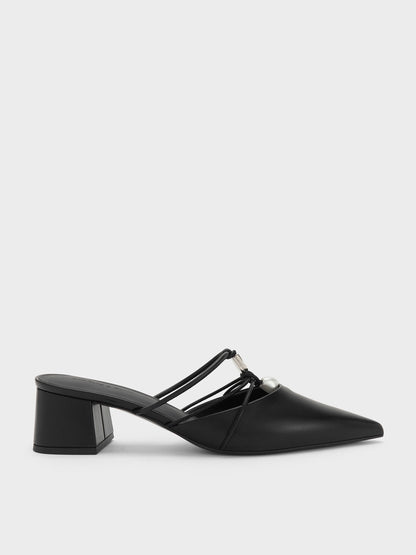 CHARLES & KEITH Special Offer / Georgie Bead Pointed Mules - Black