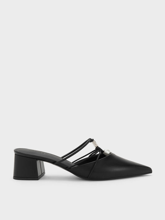 CHARLES & KEITH Special Offer / Georgie Bead Pointed Mules - Black