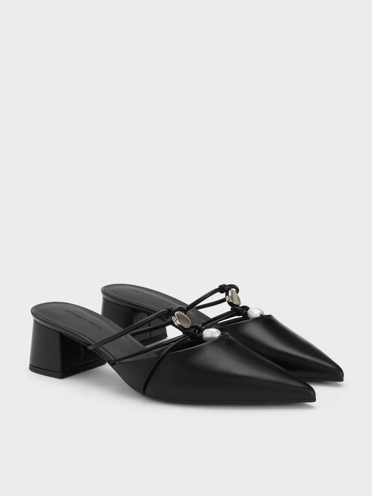 CHARLES & KEITH Special Offer / Georgie Bead Pointed Mules - Black