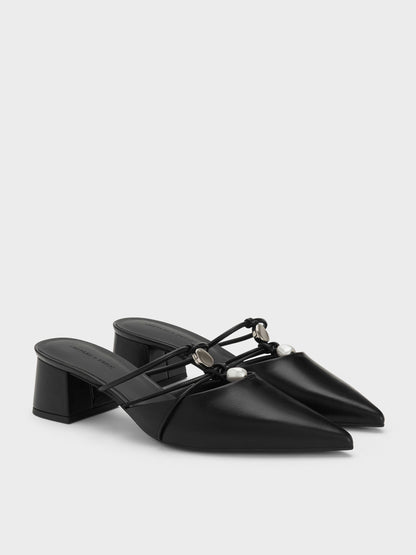 CHARLES & KEITH Special Offer / Georgie Bead Pointed Mules - Black
