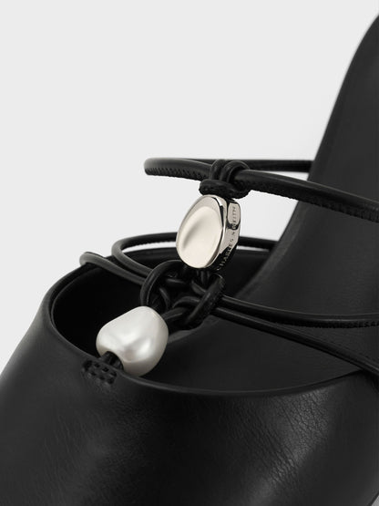 CHARLES & KEITH Special Offer / Georgie Bead Pointed Mules - Black