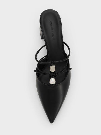 CHARLES & KEITH Special Offer / Georgie Bead Pointed Mules - Black