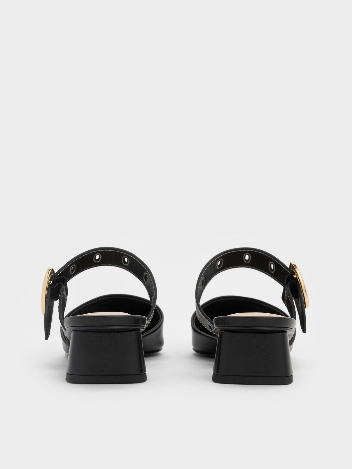 CHARLES & KEITH Premium / Sepphe Buckle-Strap Heeled Mules - Black