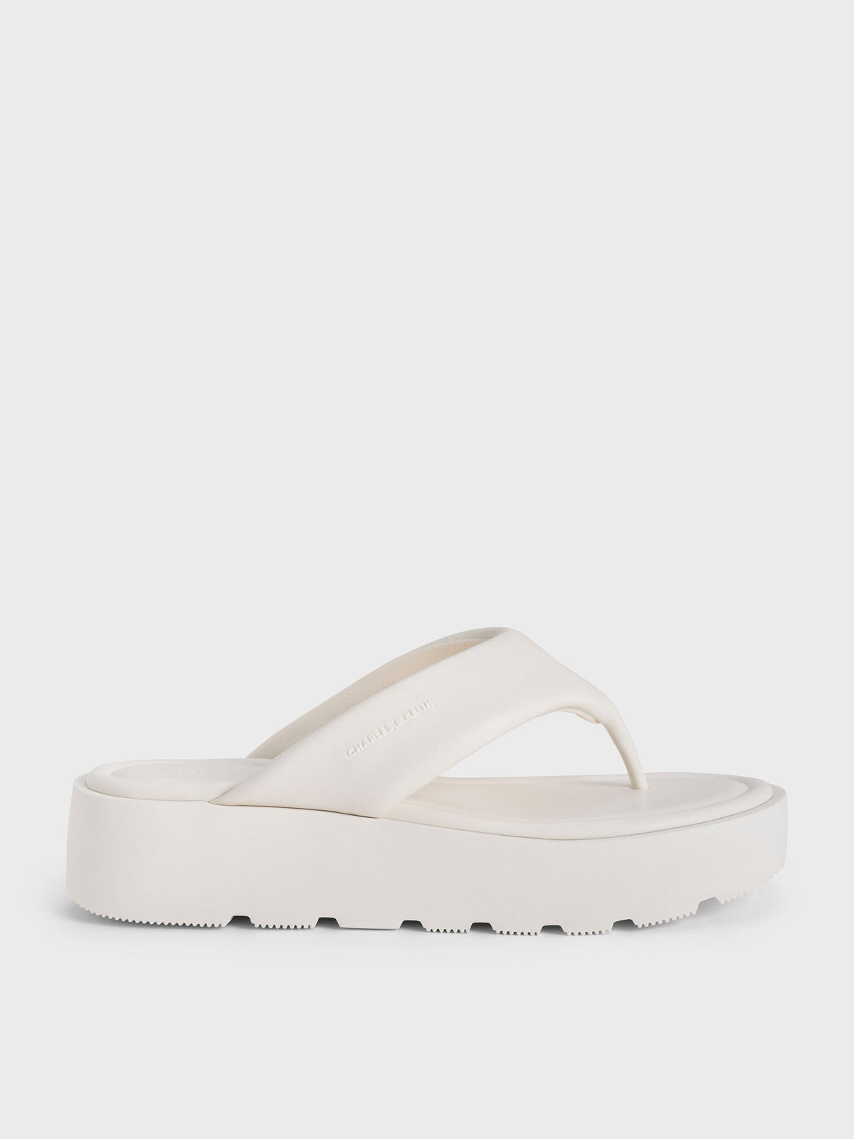 CHARLES & KEITH Value / V-Strap Flatform Thong Sandals - White