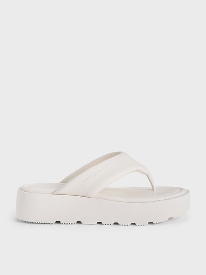 CHARLES & KEITH Value / V-Strap Flatform Thong Sandals - White