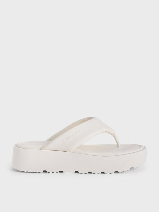 CHARLES & KEITH Value / V-Strap Flatform Thong Sandals - White