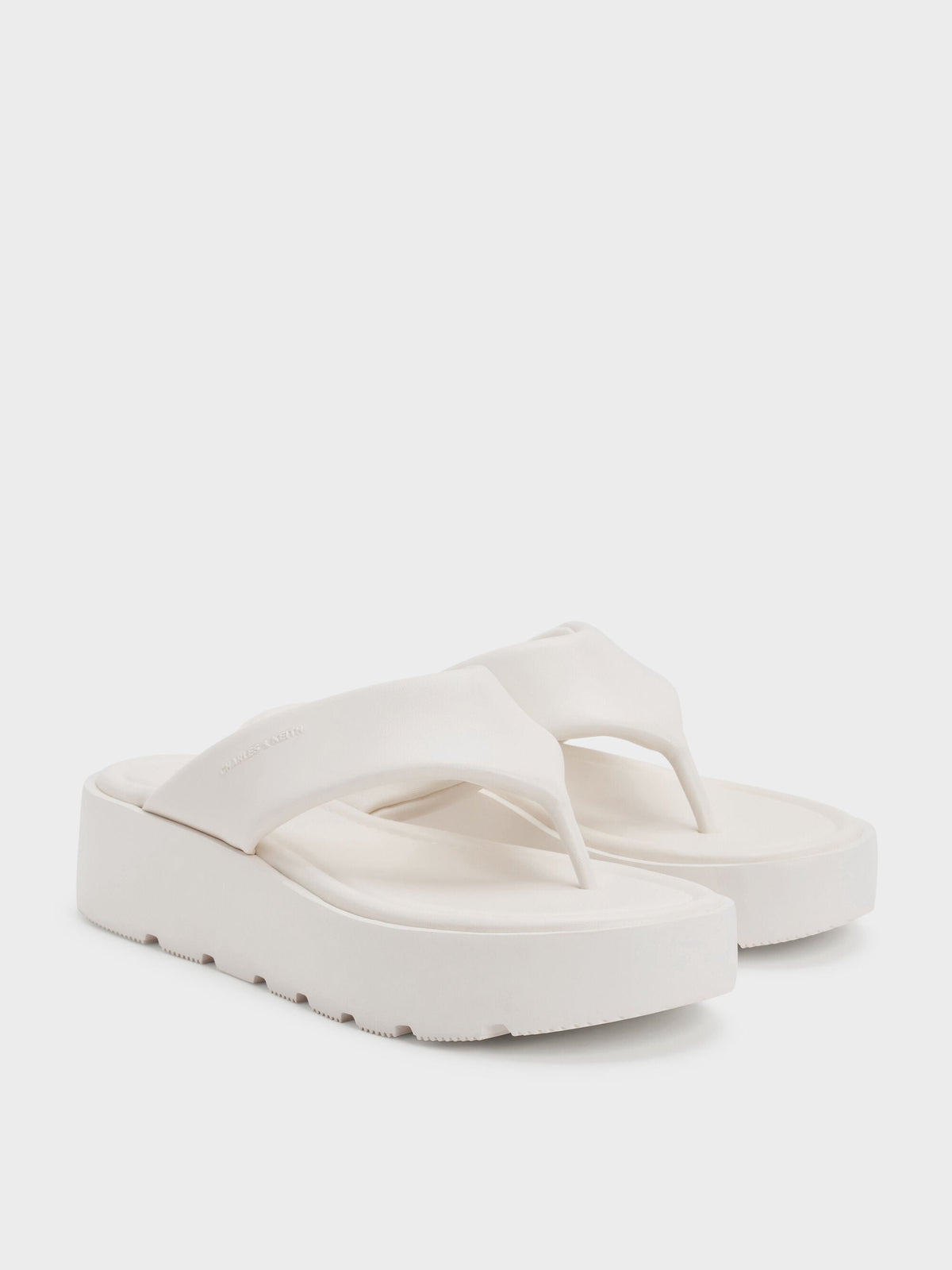 CHARLES & KEITH Value / V-Strap Flatform Thong Sandals - White