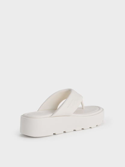 CHARLES & KEITH Value / V-Strap Flatform Thong Sandals - White
