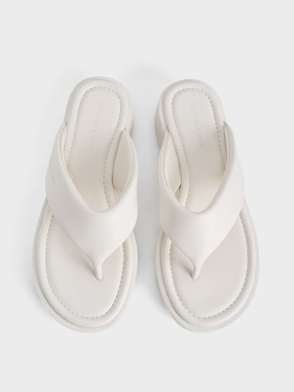 CHARLES & KEITH Value / V-Strap Flatform Thong Sandals - White