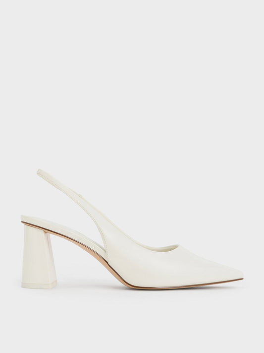 CHARLES & KEITH Popular / Teagan Pointed Slingback Pumps - White