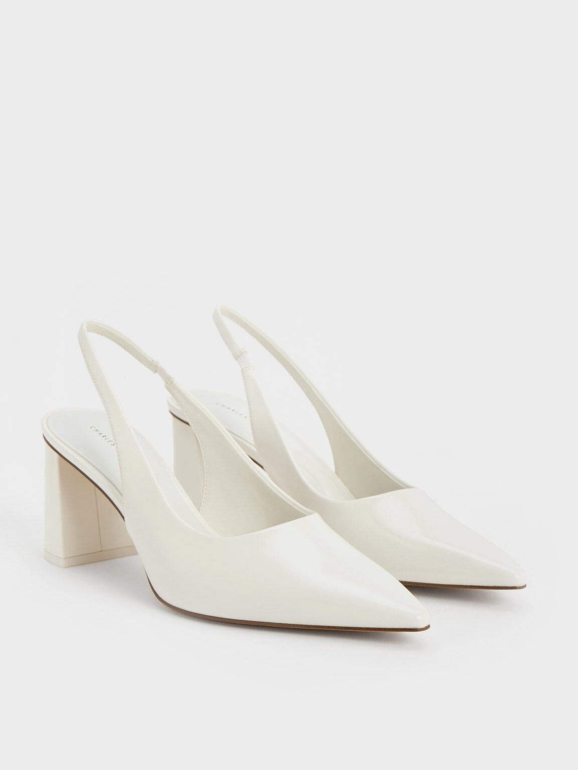 CHARLES & KEITH Popular / Teagan Pointed Slingback Pumps - White