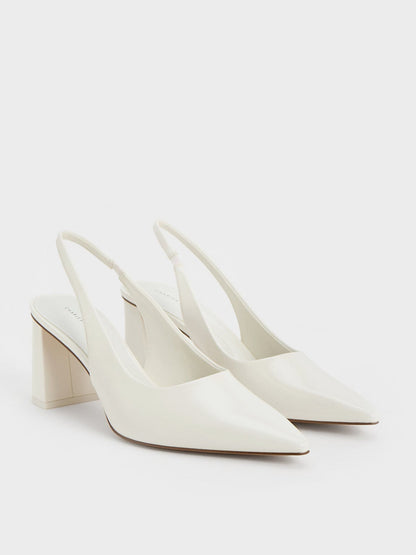 CHARLES & KEITH Popular / Teagan Pointed Slingback Pumps - White