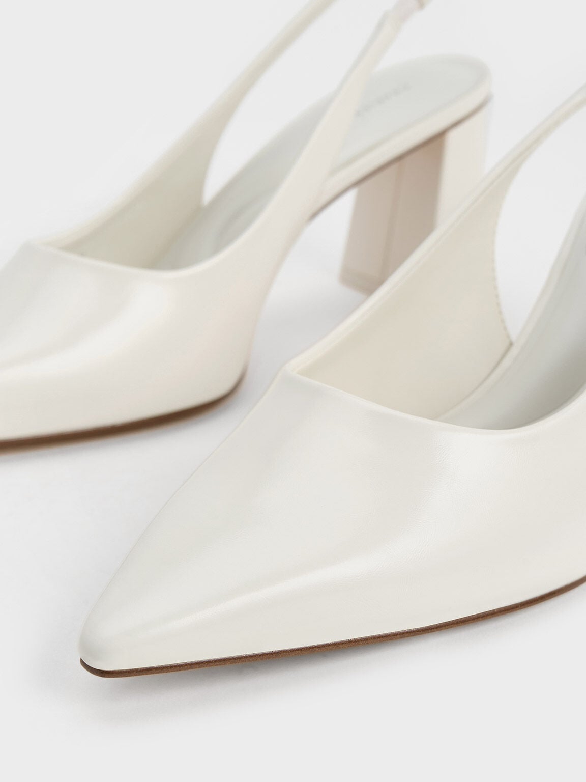CHARLES & KEITH Popular / Teagan Pointed Slingback Pumps - White