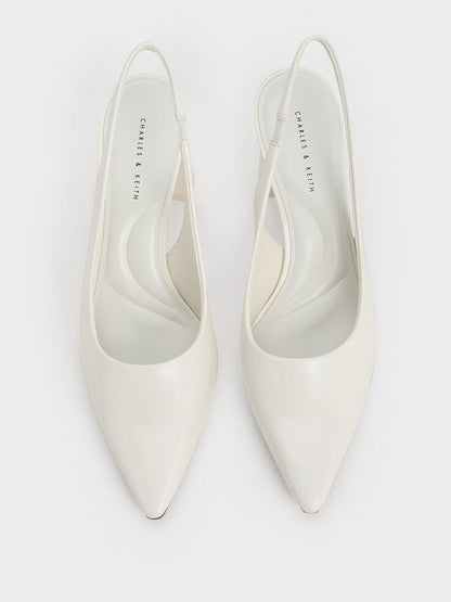 CHARLES & KEITH Popular / Teagan Pointed Slingback Pumps - White